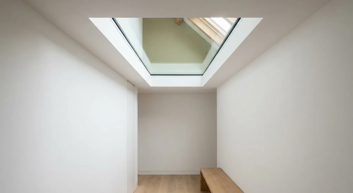 Daylight falling through a walk-on glass panel set into a ceiling